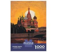 Rompecabezas De 1000 Piezas para Adolescentes St. Basil's Sunset Reflections Rompecabezas para Adolescentes Juego De Ingenio Mejora La Memoria Diversión En Casa Actividades, 52x38cm/1000pcs