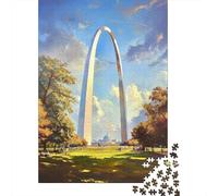 Rompecabezas De 1000 Piezas para Adolescentes St. Louis Gateway Arch Painting-3 Rompecabezas para Adultos Juegos Familiares Regalos para Mujeres Cumpleaños 52x38cm/1000pcs