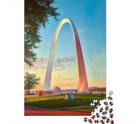 Rompecabezas De 1000 Piezas para Adolescentes St. Louis Gateway Arch Sunset-1 Rompecabezas para Adultos Juegos Divertidos Decoración Ayuda A Ejercitar El Cerebro 52x38cm/1000pcs