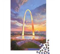 Rompecabezas De 1000 Piezas para Adolescentes St. Louis Gateway Arch Sunset Rompecabezas Juegos Divertidos Desafío Difícil Cumpleaños Y Navidad 38x26cm/1000pcs