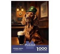 Rompecabezas De 1000 Piezas para Adolescentes St. Patrick’s Day Irish Setter in A Pub Rompecabezas para Adultos Juguetes DIY Alivio del Estrés Oferta como Regalos para Toda La Familia 70x50cm/1000pcs