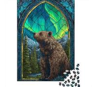 Rompecabezas De 1000 Piezas para Adolescentes Stained Glass Bear Wall Art Rompecabezas Juegos Divertidos Desafío Difícil Cumpleaños Y Navidad 38x26cm/1000pcs