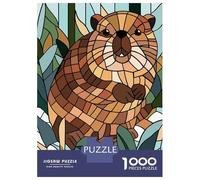 Rompecabezas De 1000 Piezas para Adolescentes Stained Glass Beaver in Nature Rompecabezas Juegos Divertidos Carrera De Velocidad Manual Cumpleaños 70x50cm/1000pcs