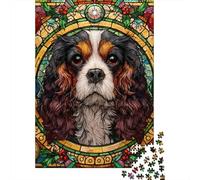 Rompecabezas De 1000 Piezas para Adolescentes Stained Glass Christmas Dog Rompecabezas para Adultos Juegos Familiares Decoración Gran Regalo para Jugar 70x50cm/1000pcs
