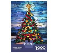 Rompecabezas De 1000 Piezas para Adolescentes Stained Glass Christmas Tree Rompecabezas Juegos De Relajación Análisis Y Lógica Desafío Educativo 38x26cm/1000pcs