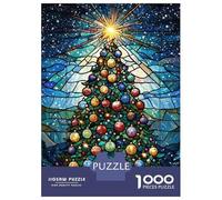 Rompecabezas De 1000 Piezas para Adolescentes Stained Glass Christmas Tree Rompecabezas para Adultos Juguetes De Bricolaje Decoración del Hogar Regalo De Cumpleaños, Regalos, 52x38cm/1000pcs