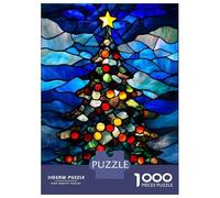 Rompecabezas De 1000 Piezas para Adolescentes Stained Glass Christmas Tree Rompecabezas para Adultos Juguetes De Bricolaje Montaje De Patrones Ayuda A Ejercitar El Cerebro 70x50cm/1000pcs