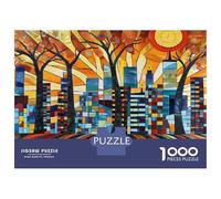 Rompecabezas De 1000 Piezas para Adolescentes Stained Glass Cityscape Wall Art-1 Rompecabezas Juegos Divertidos Carrera De Velocidad Manual Cumpleaños 38x26cm/1000pcs