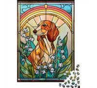 Rompecabezas De 1000 Piezas para Adolescentes Stained Glass Dog Wall Art Rompecabezas para Adultos Juguetes DIY Alivio del Estrés Oferta como Regalos para Toda La Familia 70x50cm/1000pcs