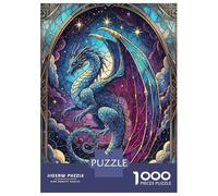 Rompecabezas De 1000 Piezas para Adolescentes Stained Glass Dragon Art Rompecabezas para Adultos Juego Práctico Pero Divertido Y Humorístico para Cumpleaños, Navidad 52x38cm/1000pcs