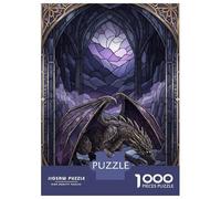 Rompecabezas De 1000 Piezas para Adolescentes Stained Glass Dragon in Gothic Archway Rompecabezas para Adultos Juguete Decoración De Pared Mejora La Memoria Desafío Educativo 70x50cm/1000pcs