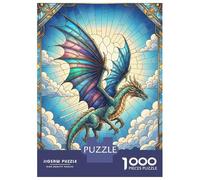 Rompecabezas De 1000 Piezas para Adolescentes Stained Glass Dragon in The Sky Rompecabezas para Adultos Juego Práctico Ensamblaje De Patrones Regalo De Cumpleaños, Regalos, 70x50cm/1000pcs
