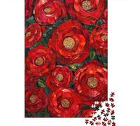 Rompecabezas De 1000 Piezas para Adolescentes Stained Glass Flowers Decorative Panel Rompecabezas para Adultos Juguete Decoración De Pared Mejora La Memoria Desafío Educativo 38x26cm/1000pcs