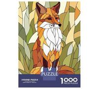 Rompecabezas De 1000 Piezas para Adolescentes Stained Glass Fox in Nature Rompecabezas para Adultos Juguete Decoración De Pared Desafío Difícil Desafiante De Completar 70x50cm/1000pcs