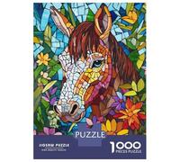 Rompecabezas De 1000 Piezas para Adolescentes Stained Glass Horse Art-5 Rompecabezas para Adultos Juego Práctico Pero Divertido Y Humorístico Regalos para Reducir El Estrés 52x38cm/1000pcs
