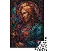 Rompecabezas De 1000 Piezas para Adolescentes Stained Glass Jesus Art Print Rompecabezas Juegos Divertidos Desafío Difícil Cumpleaños Y Navidad 70x50cm/1000pcs