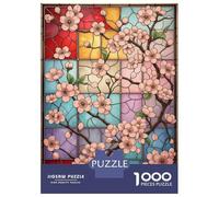 Rompecabezas De 1000 Piezas para Adolescentes Stained Glass Light Cherry Blossom Rompecabezas para Adultos Juego Familiar Análisis Y Lógica Actividades Divertidas En Casa 70x50cm/1000pcs