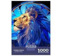 Rompecabezas De 1000 Piezas Para Adolescentes Stained Glass Lion Portrait Poster, Picture, Metal Print, Paint by Maria Mariou Rompecabezas Para Adultos Juguetes Antiestrés Regalos De Desafío Difícil P