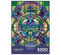 Rompecabezas De 1000 Piezas para Adolescentes Stained Glass Mandala Face Rompecabezas para Adultos Juguetes De Bricolaje Decoración del Hogar Regalo De Cumpleaños, Regalos, 38x26cm/1000pcs