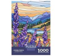 Rompecabezas De 1000 Piezas para Adolescentes Stained Glass Mountain Landscape Rompecabezas para Adolescentes Juegos Relajantes Difícil Regalos para Amigos Y Familiares 52x38cm/1000pcs