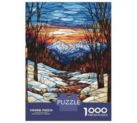 Rompecabezas De 1000 Piezas para Adolescentes Stained Glass Mountain Stream Rompecabezas para Adultos Juegos Divertidos Decoración Perfecta Regalo De Cumpleaños, Regalos, 52x38cm/1000pcs
