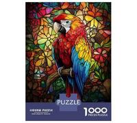 Rompecabezas De 1000 Piezas para Adolescentes Stained Glass Parrot Art-9 Rompecabezas para Adultos Juegos De Relajación Desafío Difícil Desafío Educativo 52x38cm/1000pcs
