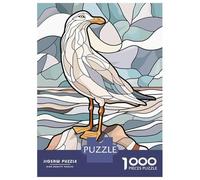 Rompecabezas De 1000 Piezas para Adolescentes Stained Glass Seagull on Rock Rompecabezas para Adultos Juego Práctico Difícil Regalos De Cumpleaños Y Únicos 70x50cm/1000pcs