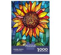 Rompecabezas De 1000 Piezas para Adolescentes Stained Glass Sunflower Art-1 Rompecabezas para Adolescentes Juegos Relajantes Montaje De Patrones Regalos para Amigos Y Familiares 52x38cm/1000pcs