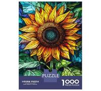 Rompecabezas De 1000 Piezas para Adolescentes Stained Glass Sunflower Art Rompecabezas para Adultos Juegos Relajantes Ensamblaje De Patrones Regalos De Cumpleaños Y Únicos 70x50cm/1000pcs