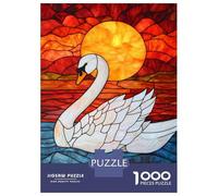 Rompecabezas De 1000 Piezas para Adolescentes Stained Glass Swan Sunset-1 Rompecabezas para Adultos Juego De Ingenio Una Obra De Arte Gran Regalo para Jugar 70x50cm/1000pcs
