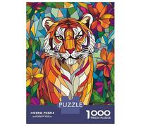 Rompecabezas De 1000 Piezas para Adolescentes Stained Glass Tiger Rompecabezas para Adultos Juegos Relajantes Ensamblaje De Patrones Regalos De Cumpleaños Y Únicos 70x50cm/1000pcs