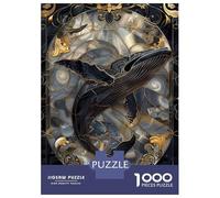 Rompecabezas De 1000 Piezas para Adolescentes Stained Glass Whale Rompecabezas para Adultos Juegos Familiares Mejora La Memoria Regalos De Juegos Desafiantes 52x38cm/1000pcs