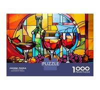 Rompecabezas De 1000 Piezas para Adolescentes Stained Glass Wine Glasses Decor Rompecabezas para Adultos Juego Práctico Pero Divertido Y Humorístico Regalos para Reducir El Estrés 52x38cm/1000pcs