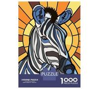 Rompecabezas De 1000 Piezas para Adolescentes Stained Glass Zebra Portrait Rompecabezas para Adultos Juego Práctico Regalos para Mujeres Regalos para Amigos Y Familiares 70x50cm/1000pcs