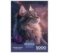 Rompecabezas De 1000 Piezas para Adolescentes Starry Cat Gaze Rompecabezas para Adultos Juegos Familiares Vacaciones En Casa Matar El Tiempo Difícil Y Desafiante 38x26cm/1000pcs