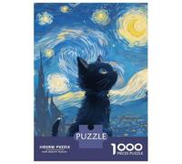 Rompecabezas De 1000 Piezas para Adolescentes Starry Night Anime Cat Rompecabezas para Adultos Juegos Relajantes Vacaciones En Casa Matar El Tiempo 38x26cm/1000pcs