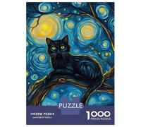 Rompecabezas De 1000 Piezas para Adolescentes Starry Night Cat -6 Rompecabezas para Adultos Juegos Relajantes Decoración Desafío Educativo 70x50cm/1000pcs