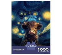 Rompecabezas De 1000 Piezas para Adolescentes Starry Night Highland Cow Rompecabezas para Adultos Juegos Familiares Corte De Precisión Regalos Y Cumpleaños Únicos 70x50cm/1000pcs