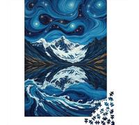 Rompecabezas De 1000 Piezas para Adolescentes Starry Night Mountain Reflections Rompecabezas para Adolescentes Juego De Ingenio Una Obra De Arte Diversión En Casa Actividades, 38x26cm/1000pcs