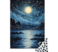 Rompecabezas De 1000 Piezas para Adolescentes Starry Night Over Water Rompecabezas para Adultos Juegos Divertidos Decoración Ayuda A Ejercitar El Cerebro 38x26cm/1000pcs