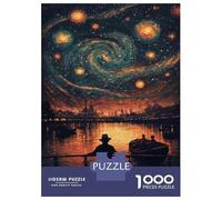Rompecabezas De 1000 Piezas para Adolescentes Starry Night Sky Art Print-2 Rompecabezas para Adultos Juego Práctico Decoración Gran Regalo para Jugar 70x50cm/1000pcs