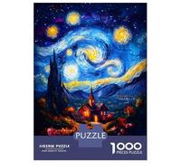 Rompecabezas De 1000 Piezas para Adolescentes Starry Night Village Rompecabezas para Adultos Juguetes Antiestrés Ensamblaje De Patrones Desafiante De Completar 38x26cm/1000pcs