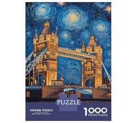 Rompecabezas De 1000 Piezas para Adolescentes Starry Tower Bridge Rompecabezas para Adultos Juegos De Relajación Ensamblaje De Patrones Diversión En Casa Actividades, 70x50cm/1000pcs