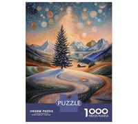 Rompecabezas De 1000 Piezas para Adolescentes Starry Winter Tree in Pointillist Style Rompecabezas para Adultos Juego Práctico Mejora La Memoria para Cumpleaños, Navidad 52x38cm/1000pcs