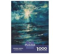 Rompecabezas De 1000 Piezas para Adolescentes Statue of Liberty Painting Rompecabezas para Adolescentes Juego Práctico para Mejorar La Memoria Regalos Y Cumpleaños Únicos 52x38cm/1000pcs
