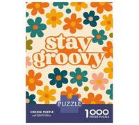 Rompecabezas De 1000 Piezas para Adolescentes Stay Groovy Floral Pattern Rompecabezas para Adultos Juegos Relajantes Desafío Difícil Diversión En Casa Actividades, 70x50cm/1000pcs