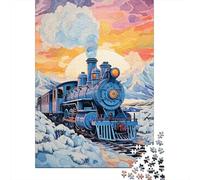 Rompecabezas De 1000 Piezas para Adolescentes Steam Train Sunset Landscape Rompecabezas para Adultos Juego De Ingenio Decoración Ayuda A Ejercitar El Cerebro 52x38cm/1000pcs