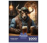 Rompecabezas De 1000 Piezas para Adolescentes Steampunk Craft Beer Ox Rompecabezas para Adultos Juego Práctico Pero Divertido Y Humorístico Regalos para Reducir El Estrés 52x38cm/1000pcs