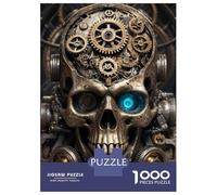 Rompecabezas De 1000 Piezas para Adolescentes Steampunk Gear Head Skull Rompecabezas para Adultos Juegos Relajantes Desafío Difícil Diversión En Casa Actividades, 52x38cm/1000pcs