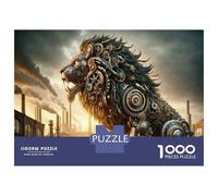 Rompecabezas De 1000 Piezas para Adolescentes Steampunk Mechanical Lion Statue Rompecabezas para Adultos Juegos Relajantes Regalos para Mujeres Interacción Entre Padres E Hijos 52x38cm/1000pcs
